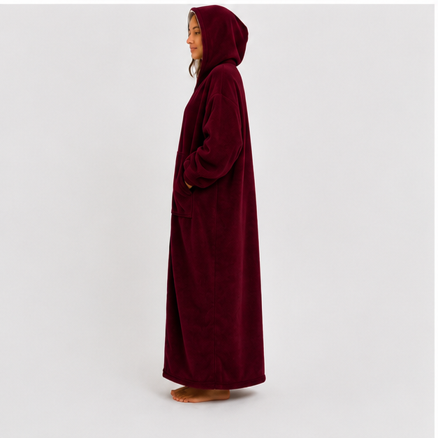 Zipdee™ Full-Length Sherpa Zip Hoodie Blanket – Maroon