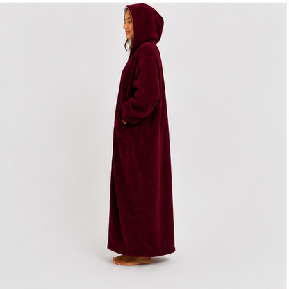 Zipdee™ Full-Length Sherpa Zip Hoodie Blanket – Maroon