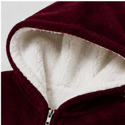 Zipdee™ Full-Length Sherpa Zip Hoodie Blanket – Maroon