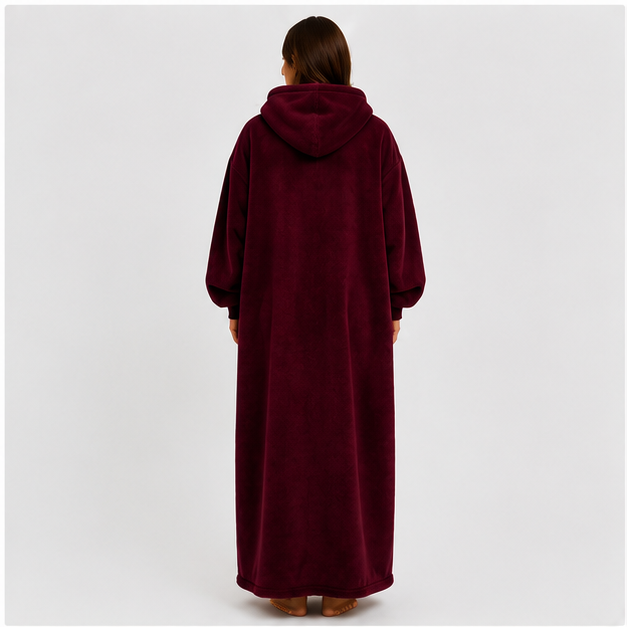 Zipdee™ Full-Length Sherpa Zip Hoodie Blanket – Maroon