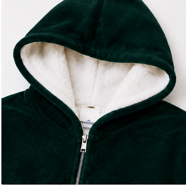 Zipdee™ Full-Length Sherpa Zip Hoodie Blanket – Forest Green