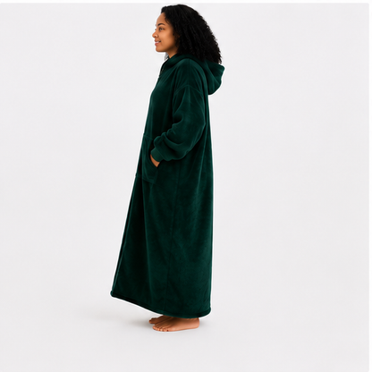 Zipdee™ Full-Length Sherpa Zip Hoodie Blanket – Forest Green