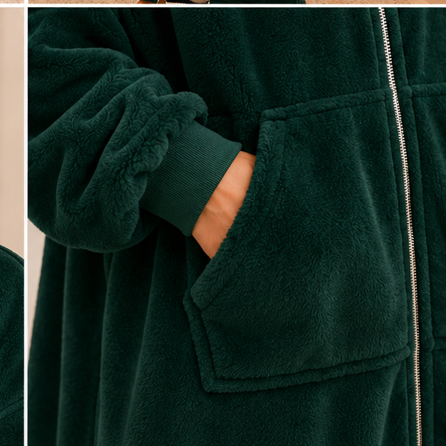 Zipdee™ Full-Length Sherpa Zip Hoodie Blanket – Forest Green