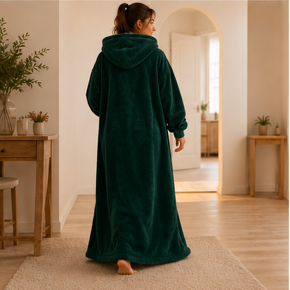 Zipdee™ Full-Length Sherpa Zip Hoodie Blanket – Forest Green