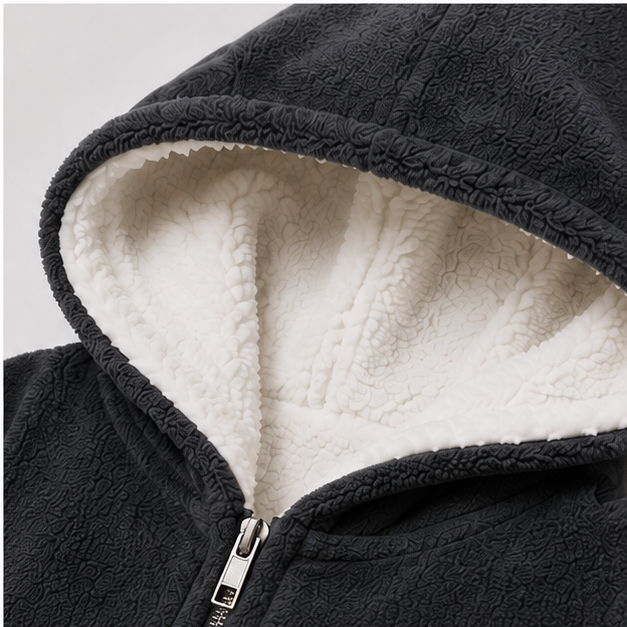 Zipdee™ Full-Length Sherpa Zip Hoodie Blanket – Dark Grey