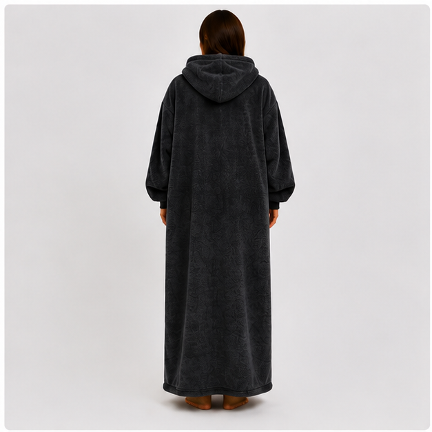 Zipdee™ Full-Length Sherpa Zip Hoodie Blanket – Dark Grey