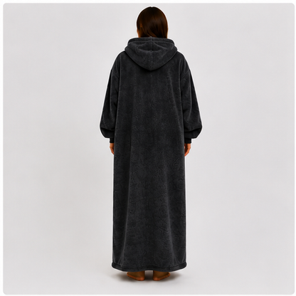 Zipdee™ Full-Length Sherpa Zip Hoodie Blanket – Dark Grey