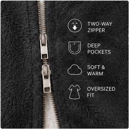 Zipdee™ Full-Length Sherpa Zip Hoodie Blanket – Dark Grey