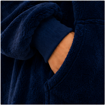 Zipdee™ Full-Length Sherpa Zip Hoodie Blanket – Navy