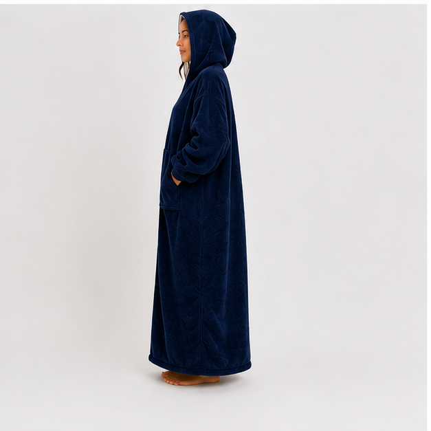 Zipdee™ Full-Length Sherpa Zip Hoodie Blanket – Navy
