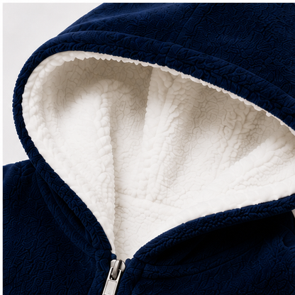 Zipdee™ Full-Length Sherpa Zip Hoodie Blanket – Navy