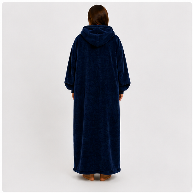 Zipdee™ Full-Length Sherpa Zip Hoodie Blanket – Navy