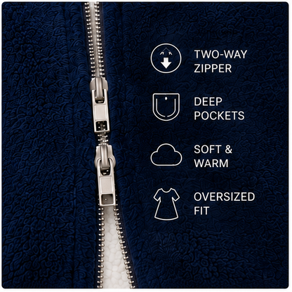 Zipdee™ Full-Length Sherpa Zip Hoodie Blanket – Navy
