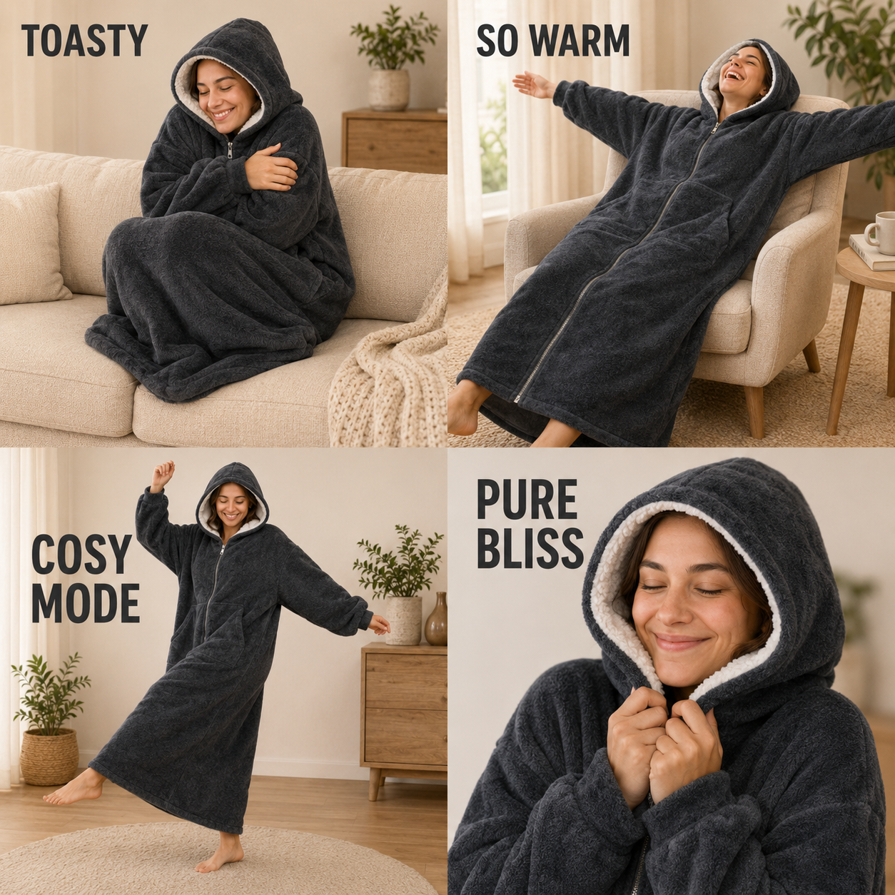 Zipdee™ Full-Length Sherpa Zip Hoodie Blanket