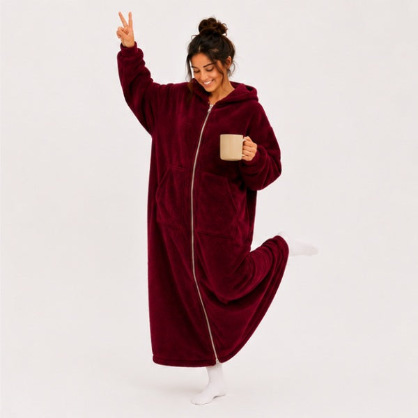 Zipdee™ Full-Length Sherpa Zip Hoodie Blanket